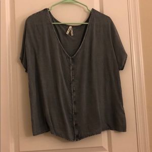 Denim button up top